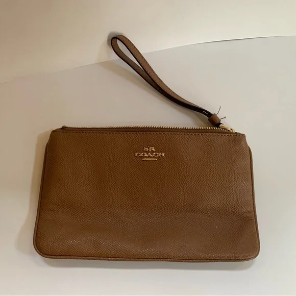Coach tan pebble coated canvas wristlet - Picture 1 of 3